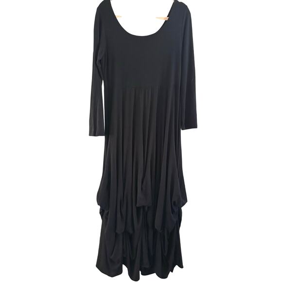 Comfy USA Dresses & Skirts - COMFY USA Black Modal Asymmetrical Bubble Hem Maxi Dark Fairy Grunge Dress Sz M